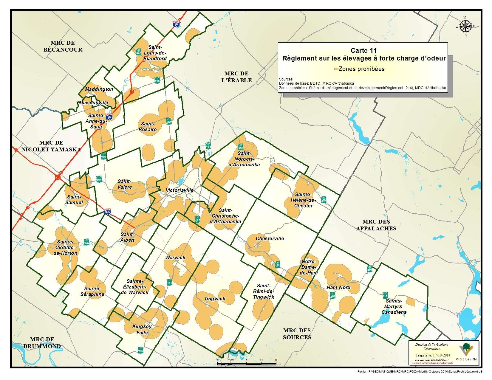 Carte 11 de 23 - Règlement sur les élevages à forte charge d'odeur