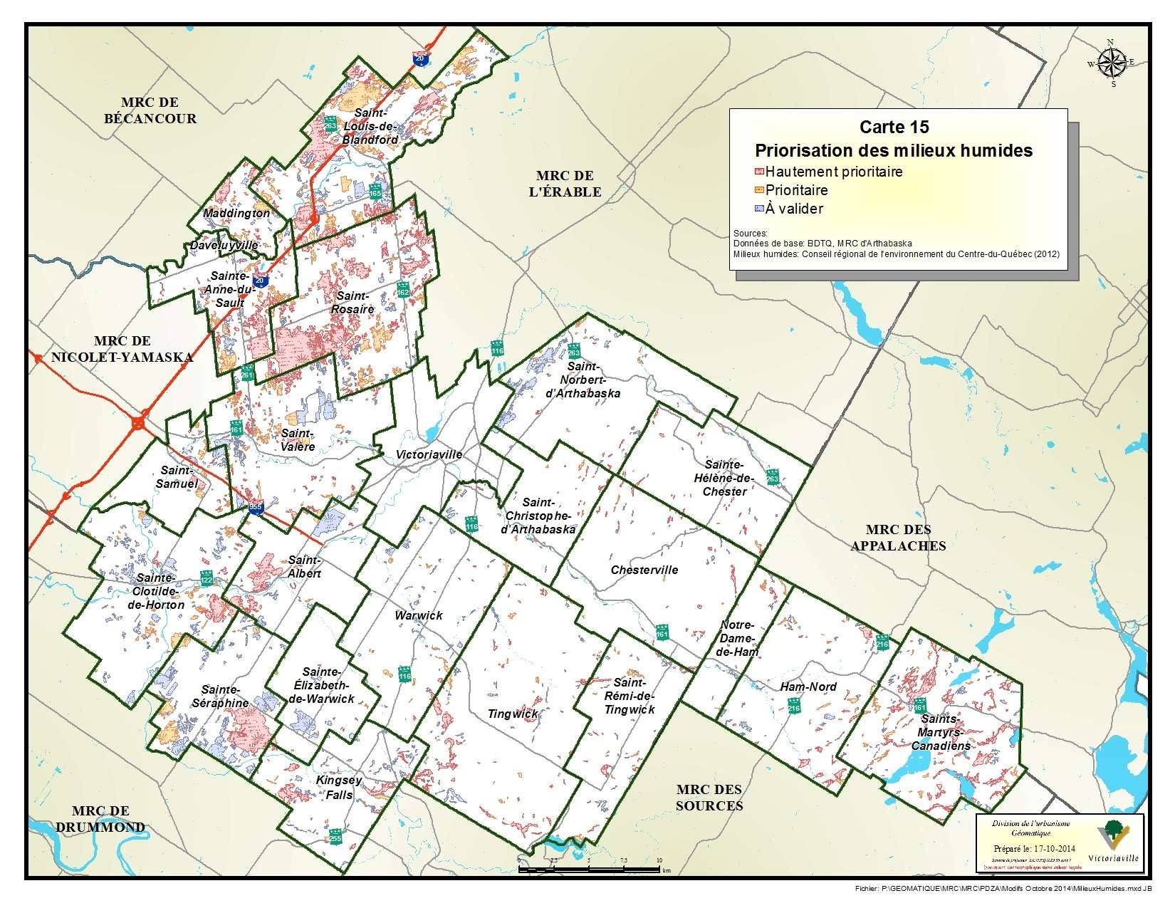 Carte 15 de 23 - Priorisation des milieux humides