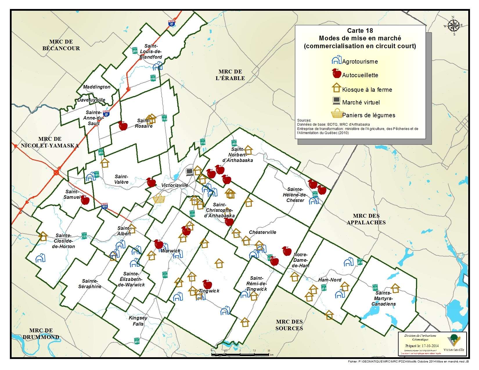 Carte 18 de 23 - Modes de mise en marché (commercialisation en circuit court)